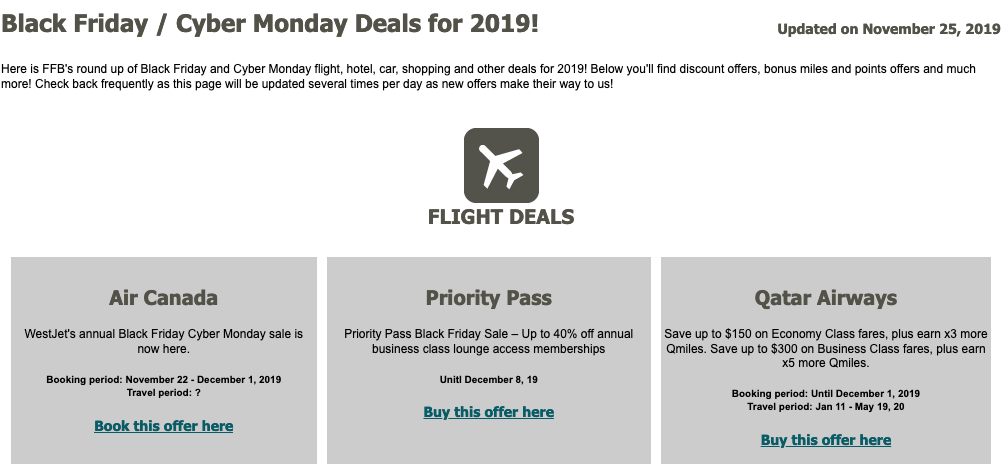 Black Friday Cyber Monday Travel Deals For 2019 Frequent Flyer Bonuses