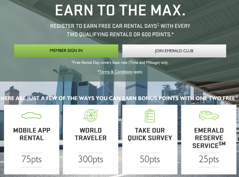 National Emerald Club Archives Frequent Flyer Bonuses