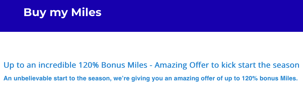 Buy miles with a 120% bonus