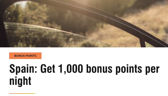 1000 bonus points for stays in Spain