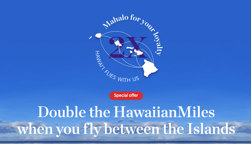2x Hawaiian Airlines HawaiianMiles