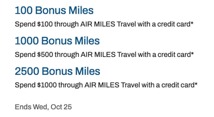 AIR MILES 2500 bonus miles