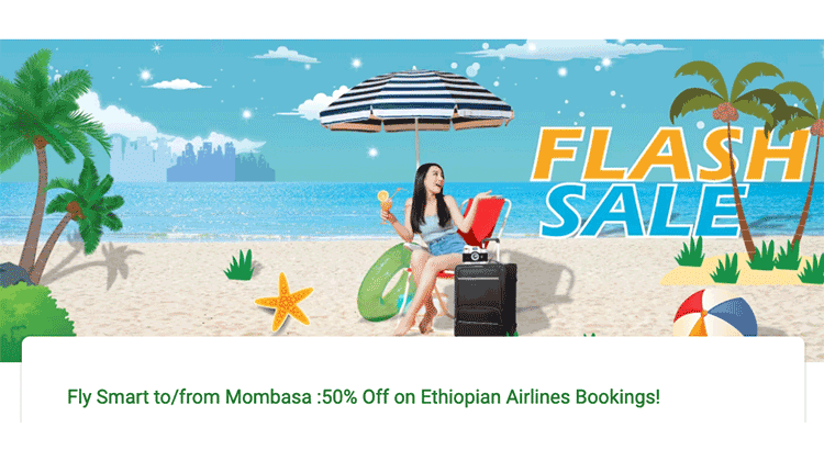 50% off Ethiopian Airlines flights to or from Mombasa