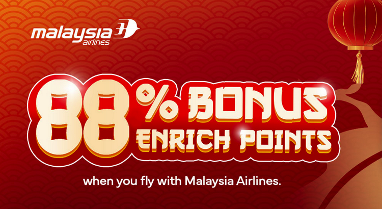 Malaysia Airlines 88% Bonus Enrich points