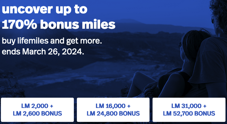 Up to a 170% bonus when you buy Avianca LifeMiles