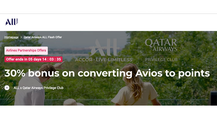 March 21 Bonus Offer  Highlight: ALL Accor Live Limitless – 30% bonus points on transfers from Qatar Airways