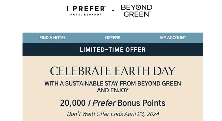 Earn 20,000 bonus I Prefer points on Preferred Hotel Group Beyond Green stays (Must book today April 23)