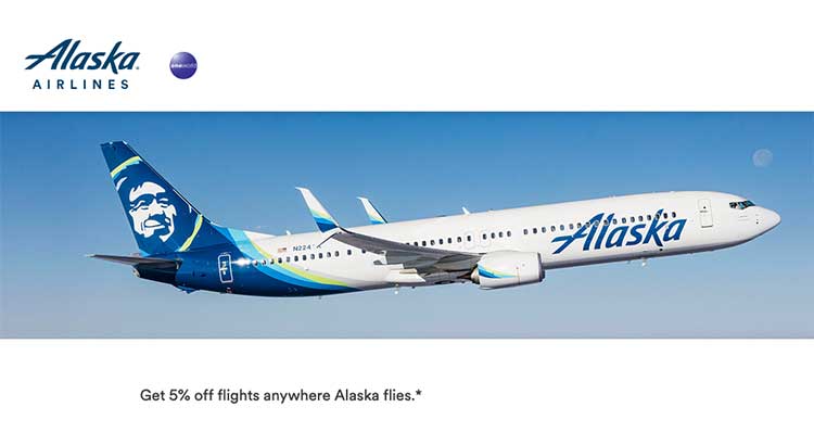 Save 5% on Alaska Airlines flights