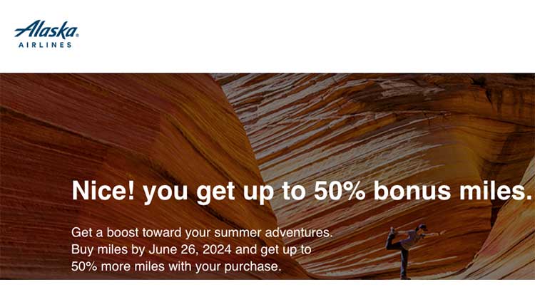 Buy Alaska Miles 50% bonus