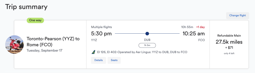 a screenshot of a flight schedule