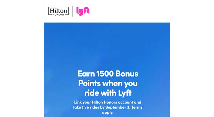 Hilton Honors Lyft 1500 points