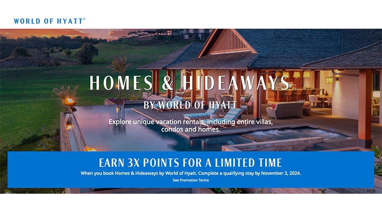 3x points Homes Hideaways World of Hyatt