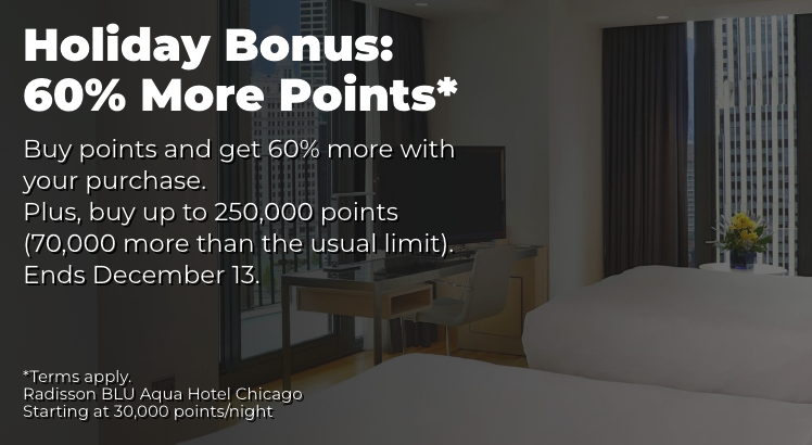 Choice Privileges: Receive a 60% bonus when you buy 10,000 or more points