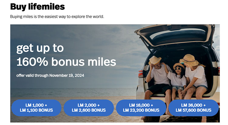 Buy Avianca LifeMiles with a 160% bonus