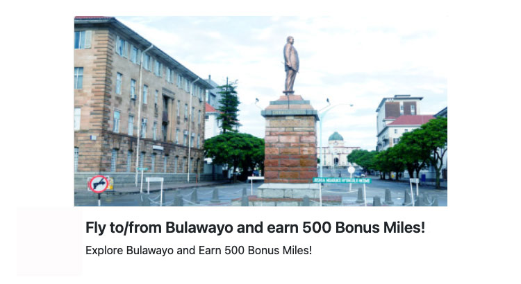 Ethiopian 500 bonus miles Bulawayo