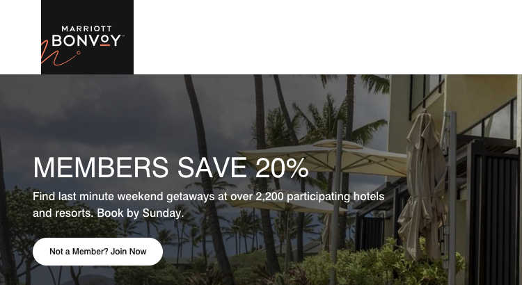 Marriott Bonvoy Escapes – Save up to 20% at over 2,200 Marriott Hotels Worldwide