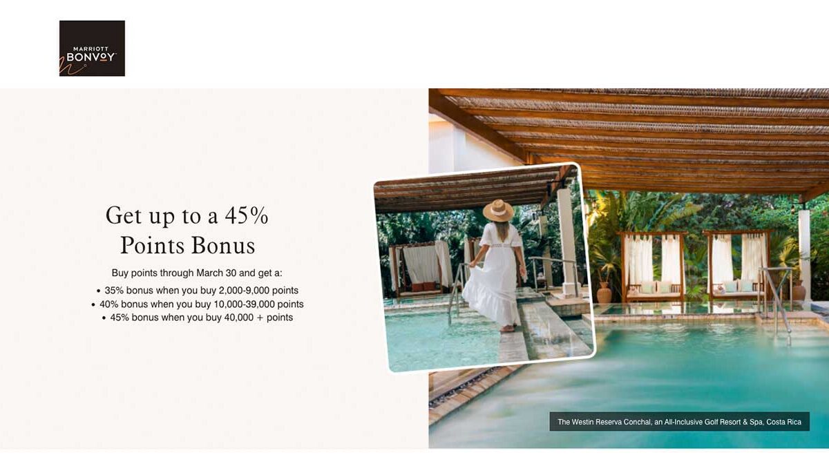 Buy Marriott points with a 45% Bonus