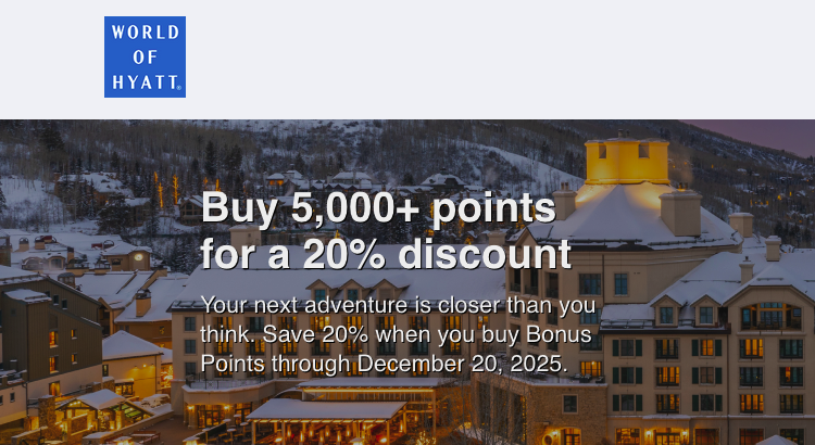 Buy World of Hyatt points 20% discount