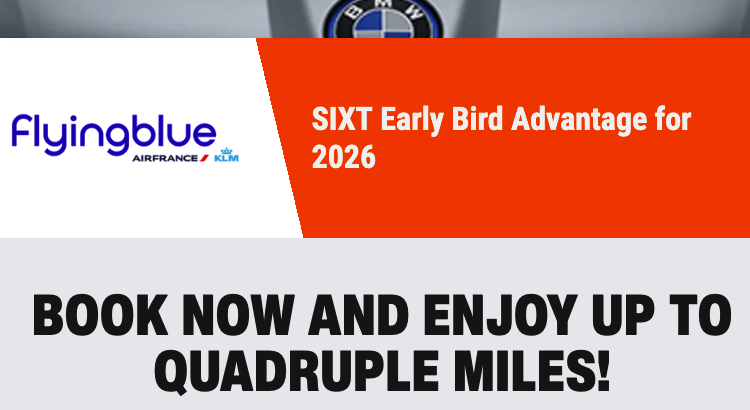 Air France KLM up to 4x miles on Sixt rentals