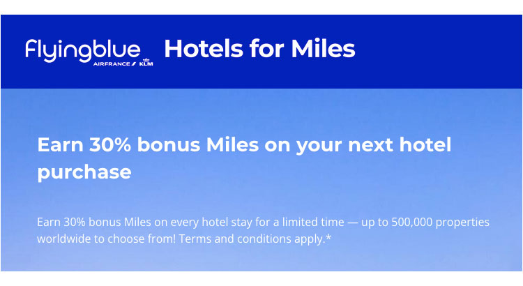Flying Blue Bonus Miles Hotels