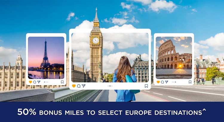 a woman walking down a bridge with a clock tower and a bridge