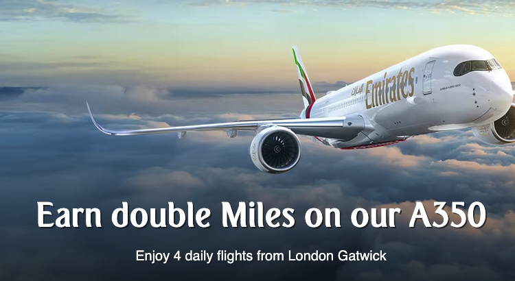 Emirates double miles A350 London Gatwick