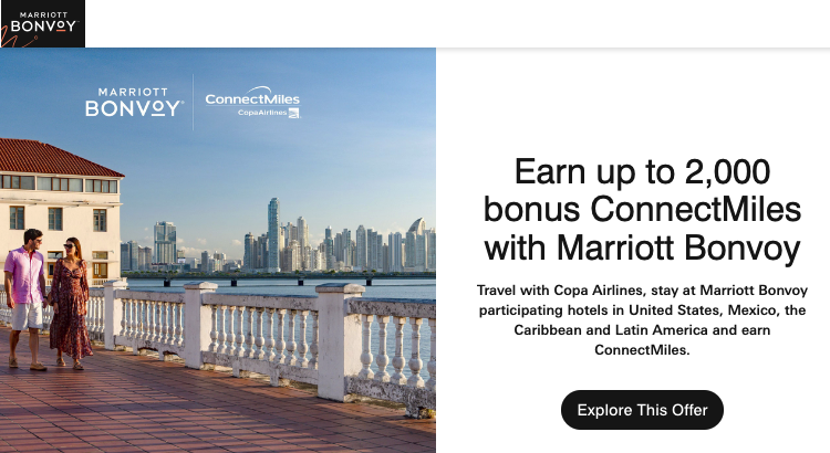 Copa ConnectMiles: Earn up to 2,000 bonus miles for stays at Marriott Hotels in the U.S. & Latin America