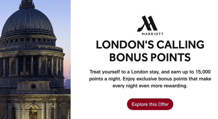 Marriott Bonvoy: Earn up to 15,000 bonus per night at four London hotels