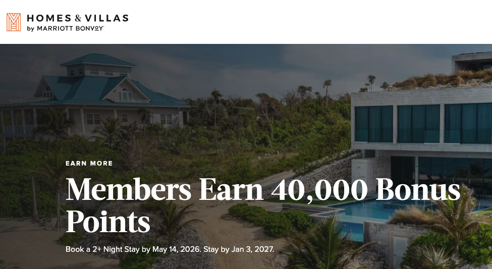 Earn 40,000 bonus Marriott Bonvoy points on private home rentals