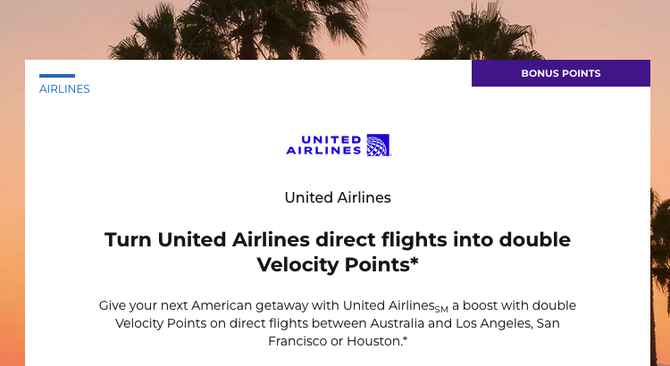 Virgin Australia Velocity: Earn 2x points on United Airlines between Australia & the U.S. (April 30 Bonus Offer Highlight)