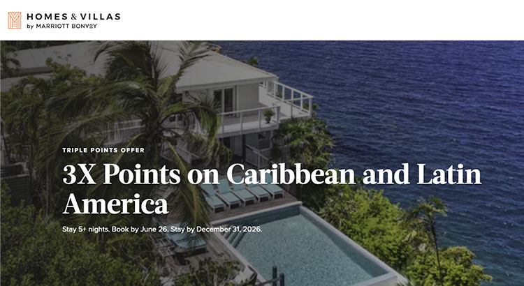 Marriott Bonvoy: Earn 3x points on private home rentals in the Caribbean and Latin America (May 21 Bonus Offer Highlight)