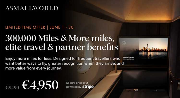 Get 300,000 Miles & More miles, Hilton Diamond Status, airport lounge access & more with ASMALLWORLD Membership