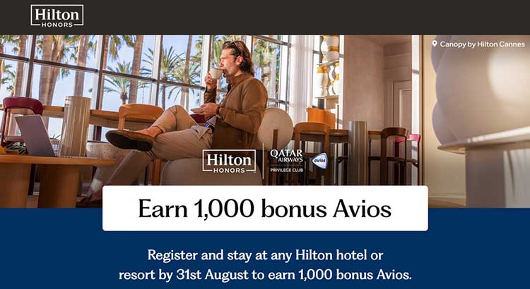 Qatar Airways Hilton 1000 bonus Avios