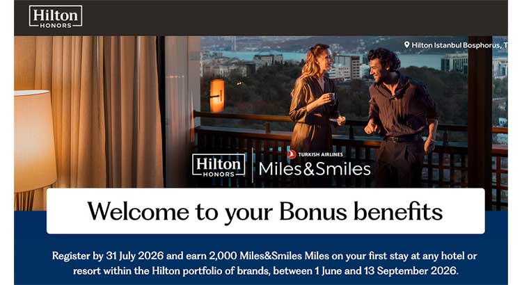 2,000 bonus Miles&Smiles miles with a hilton stay